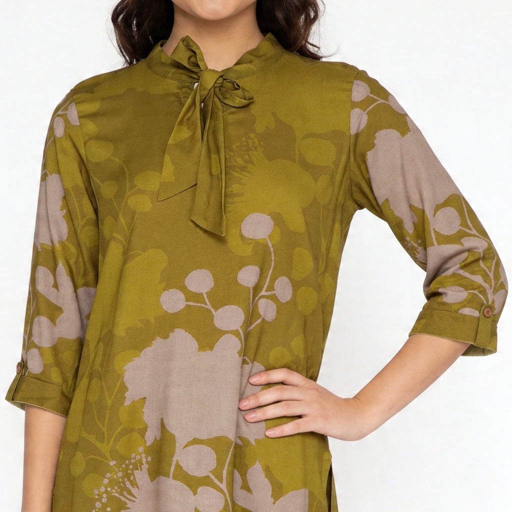 Printed Tie-Up Kurta with Pant Set