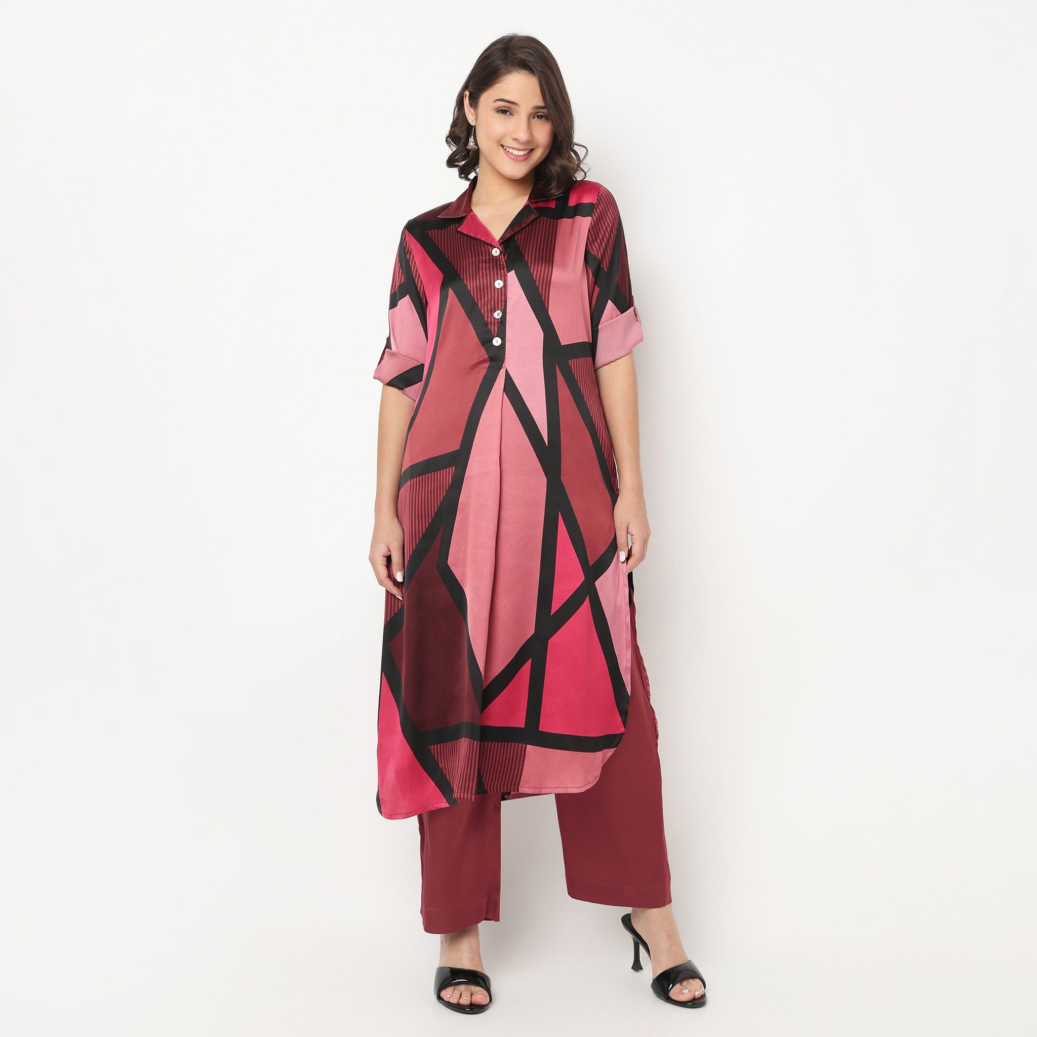 Printed Camp Collar Kurta with Pant Set