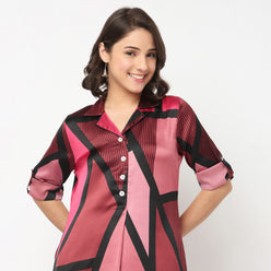 Printed Camp Collar Kurta with Pant Set