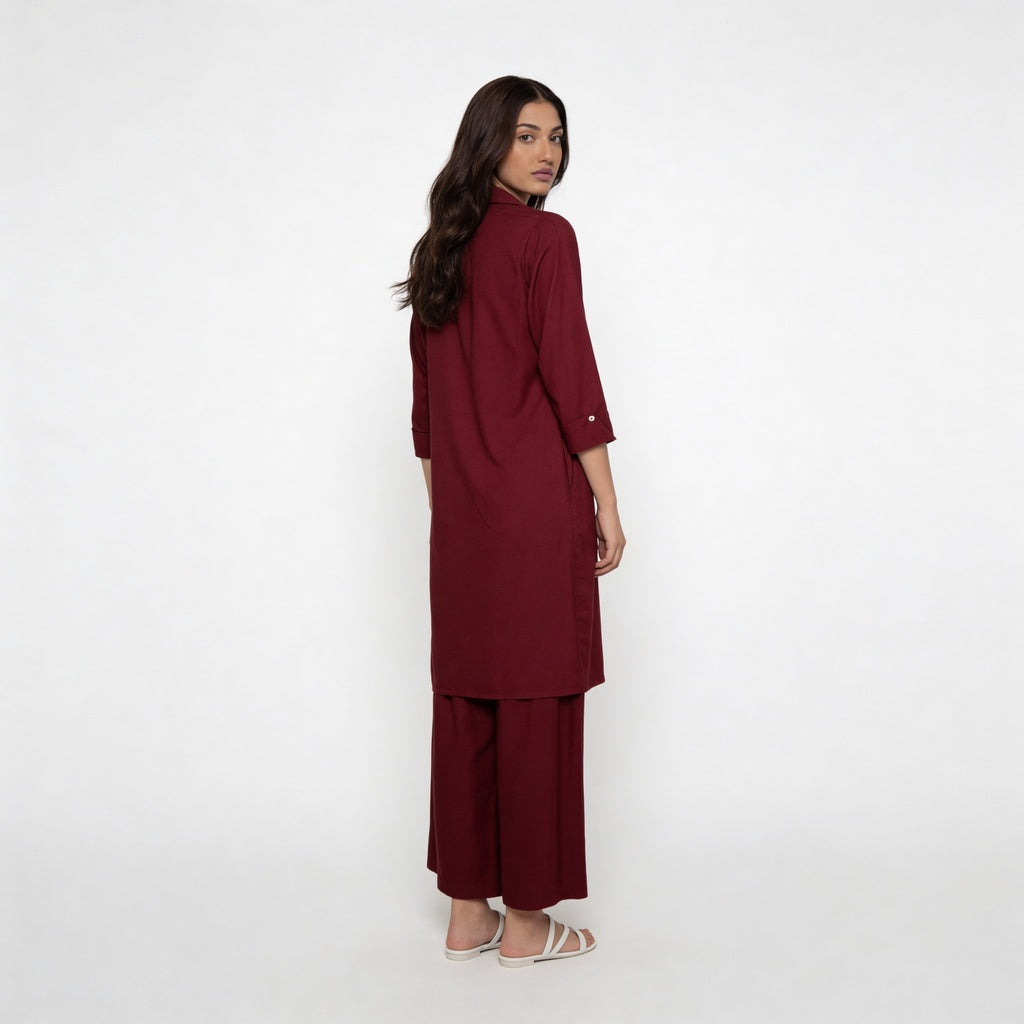 Embroidered Collar Kurta with Pant Set