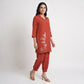 Solid Shirt Collar Straight Ethnic Sets