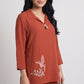 Solid Shirt Collar Straight Ethnic Sets