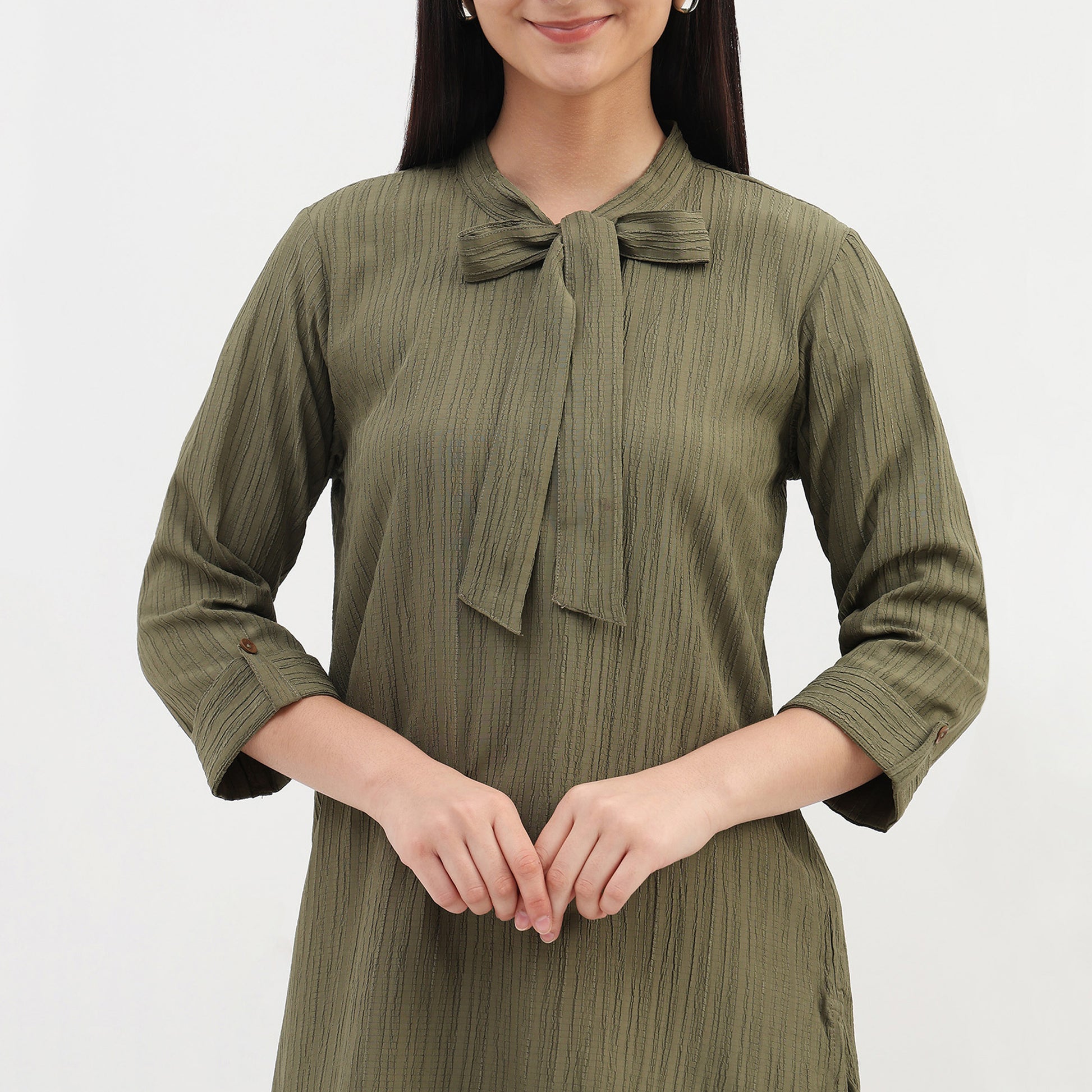 Structured Tie-Up Kurta with Pant Set