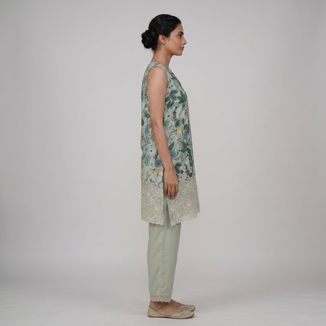 Printed V-Neck Kurta with Pant Set