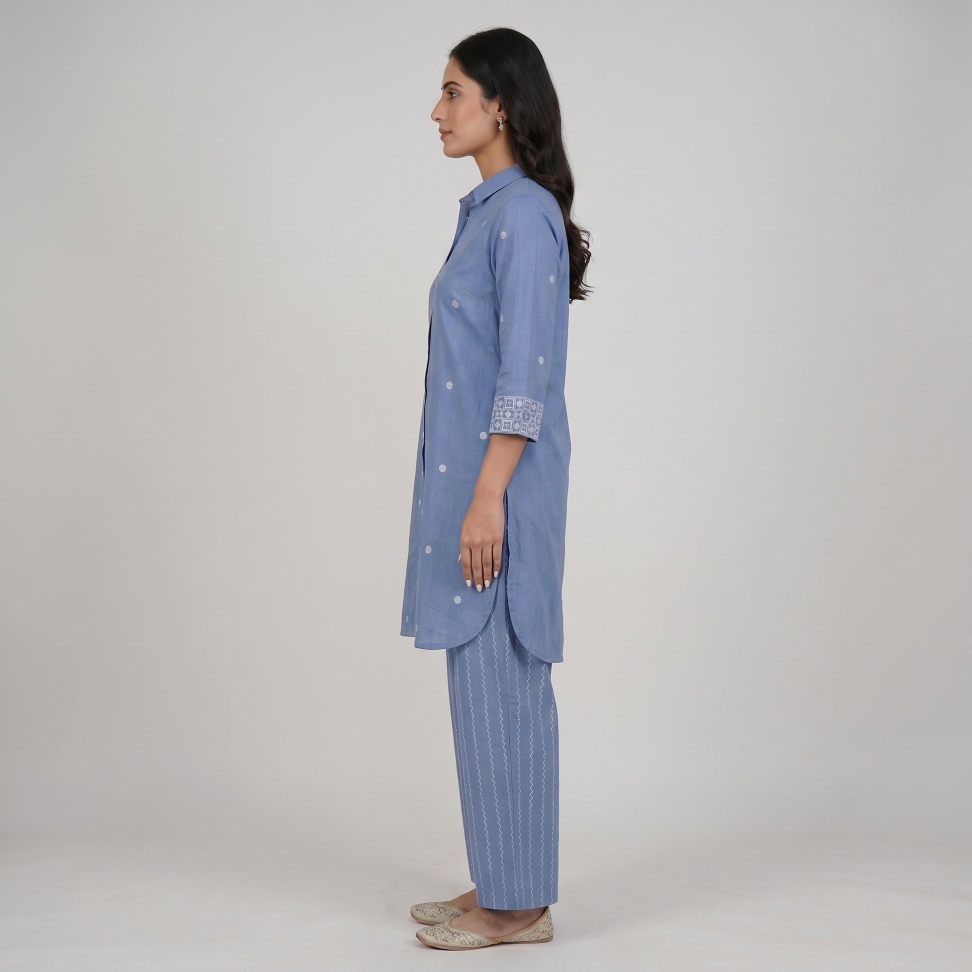 Cotton Embroidered Kurta with Pant Set