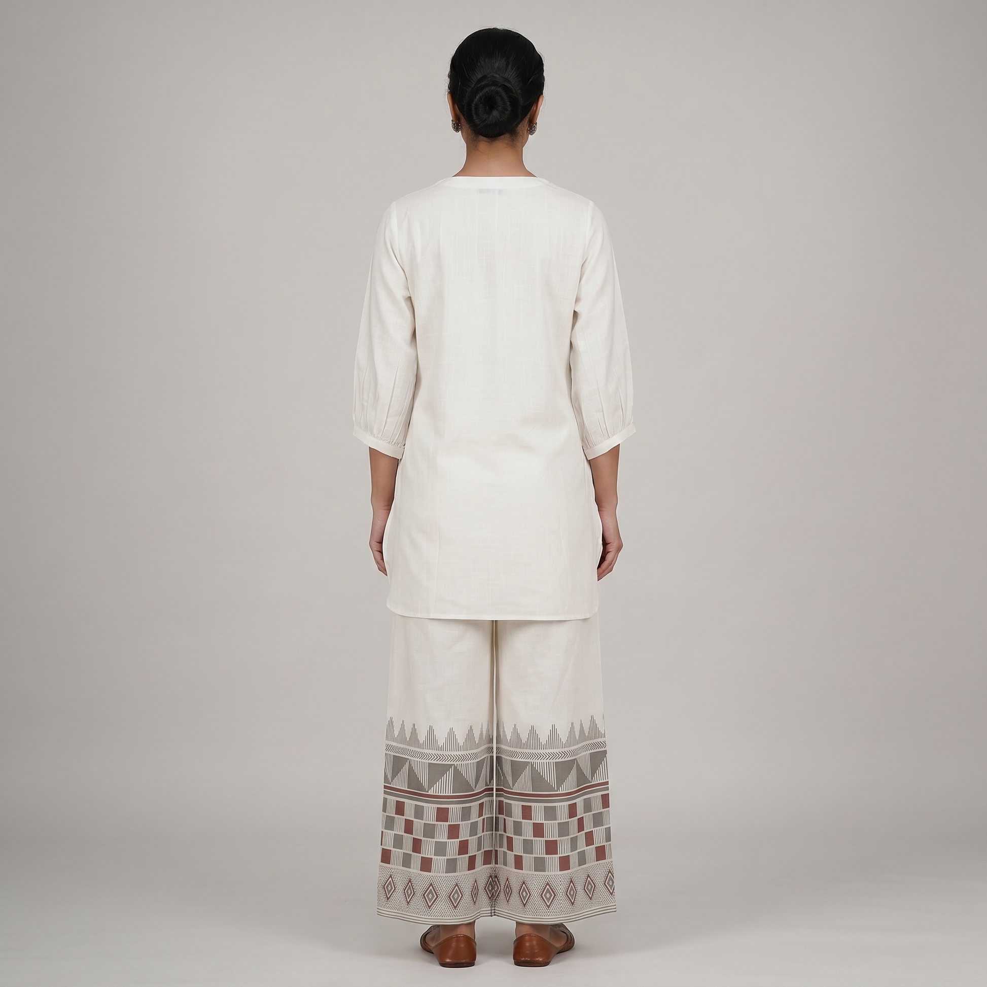 Printed V-Neck Top with Pant Set