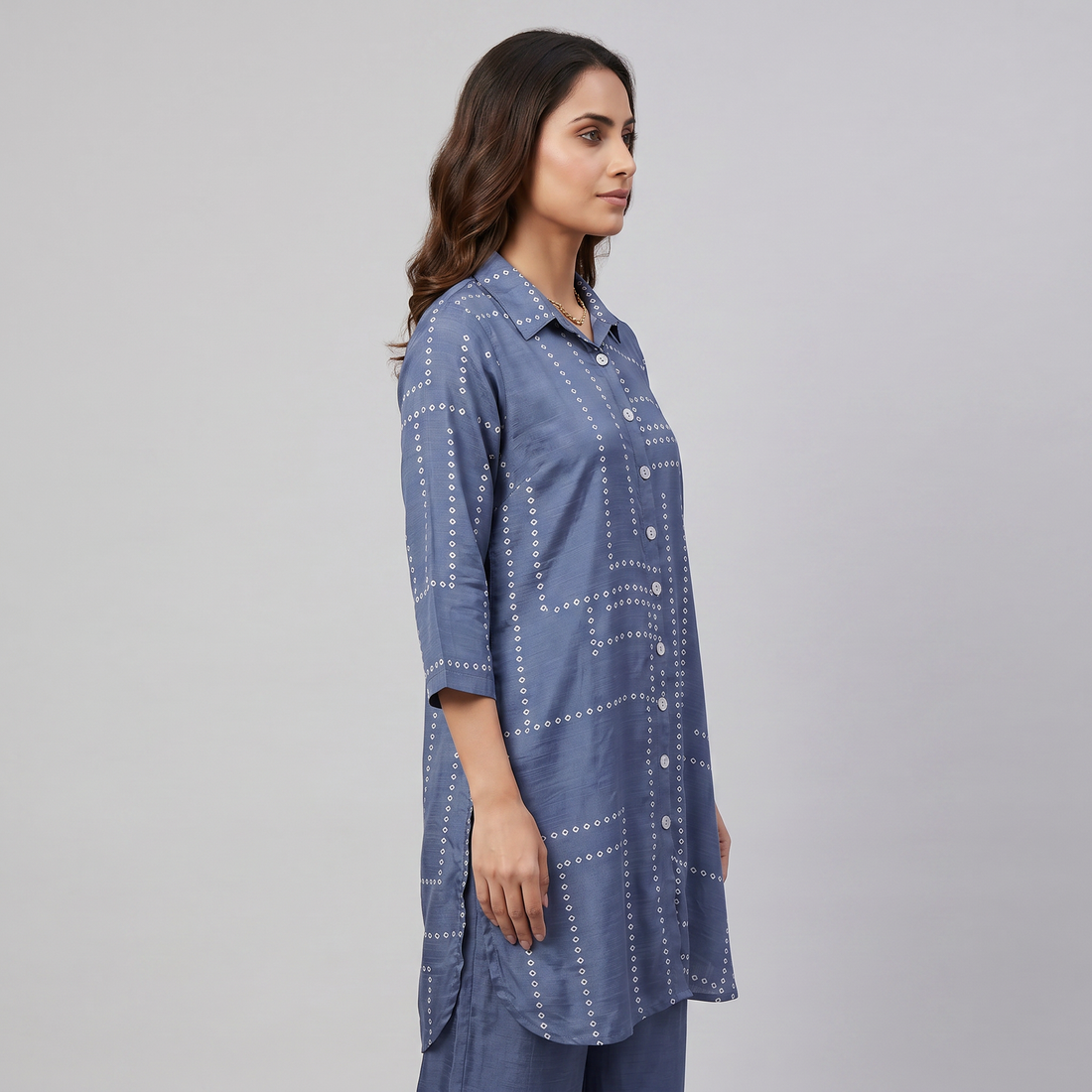 Printed Collar Kurta with Pant Set