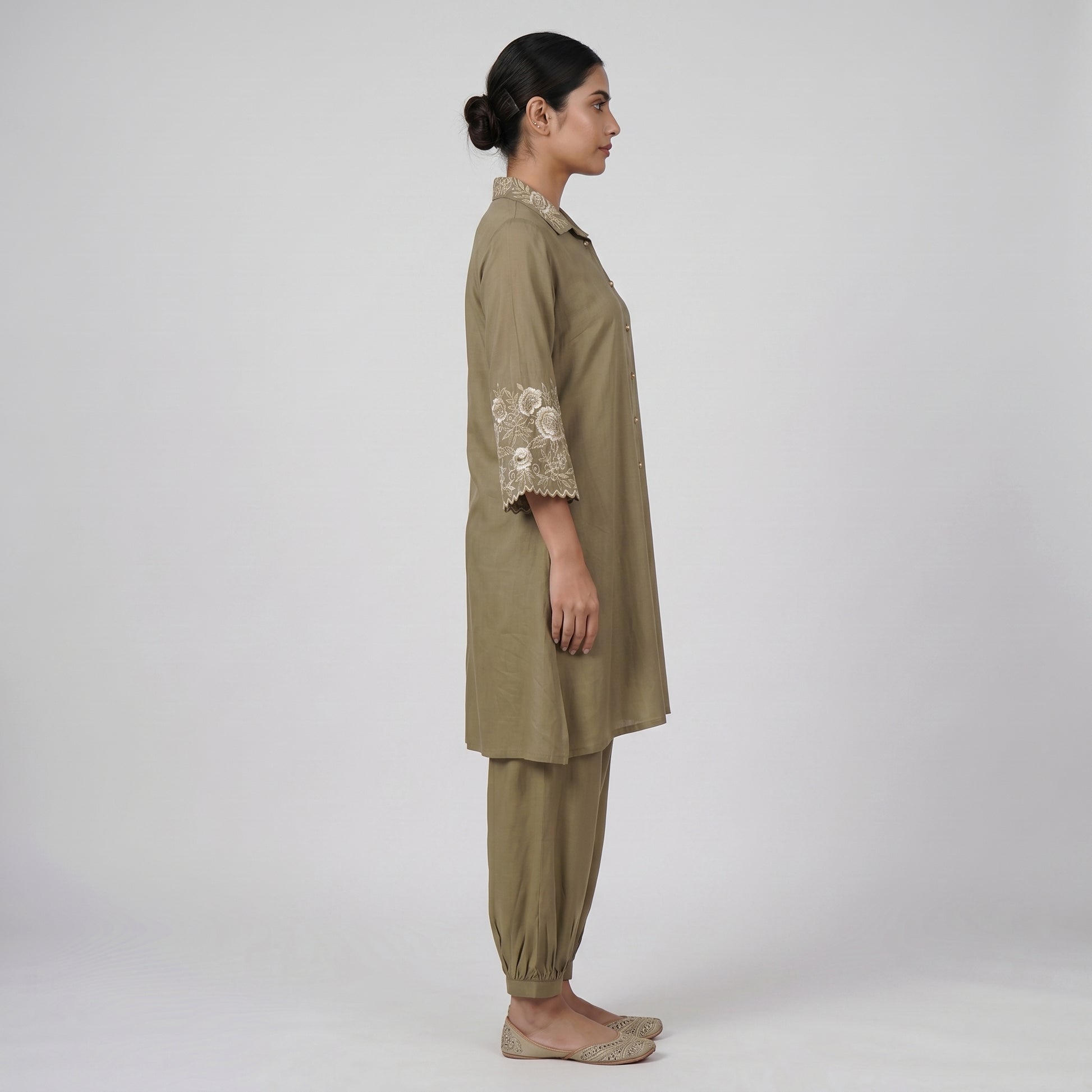 Embroidered A-Line Kurta with Pant Set