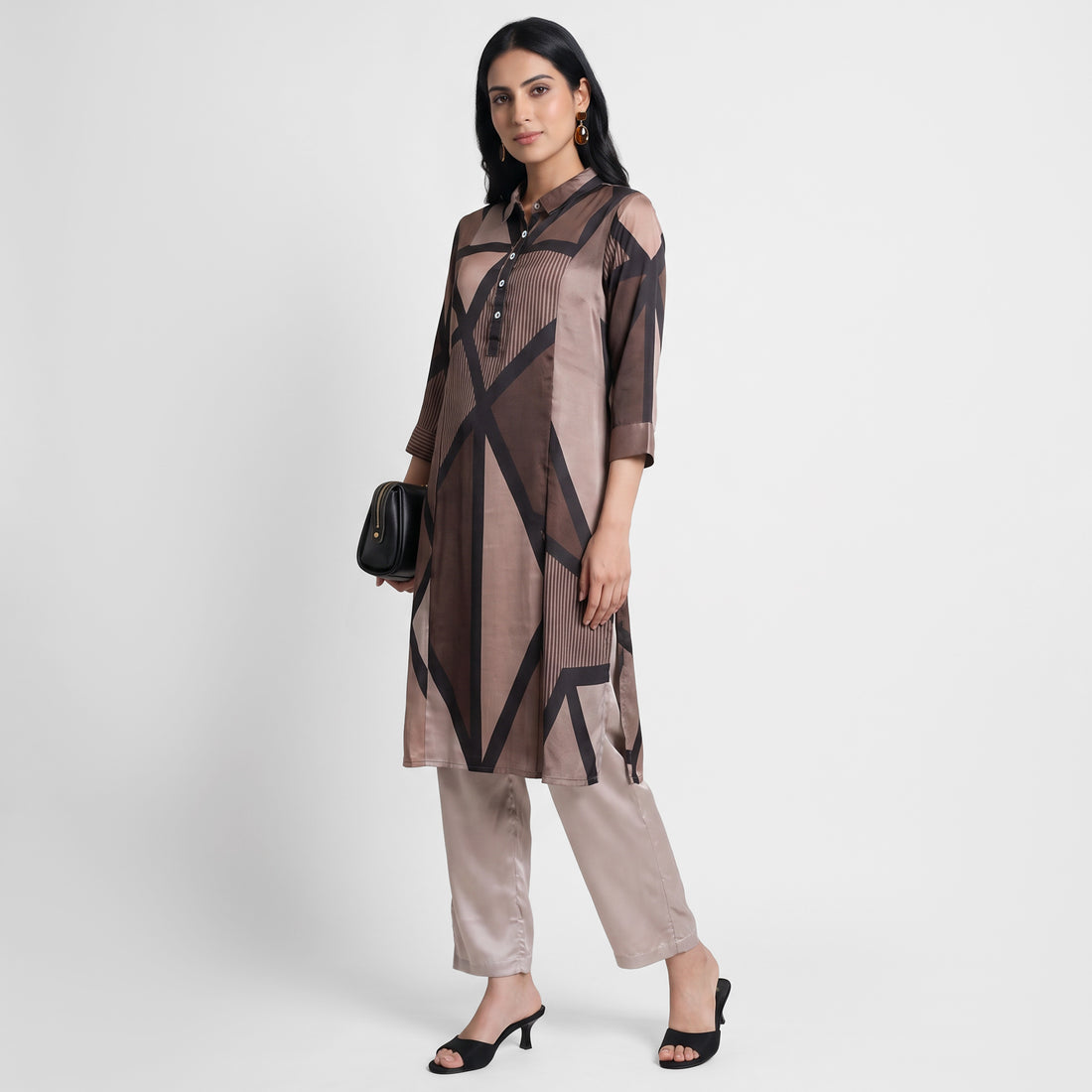 Printed Collar Kurta with Pant Set