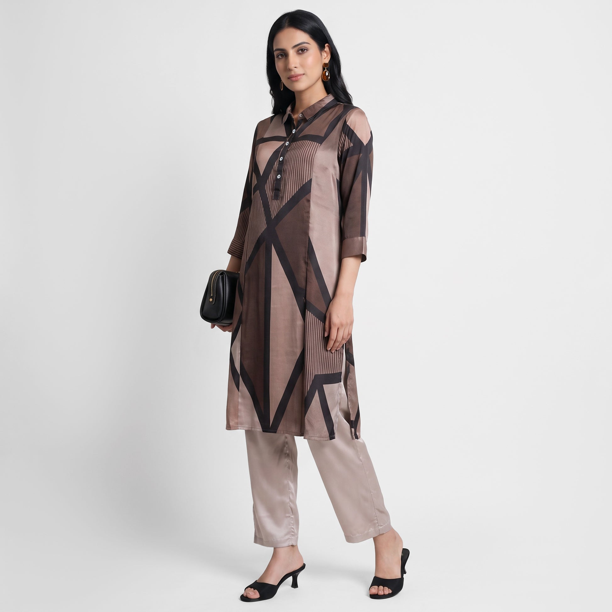 Printed Collar Kurta with Pant Set