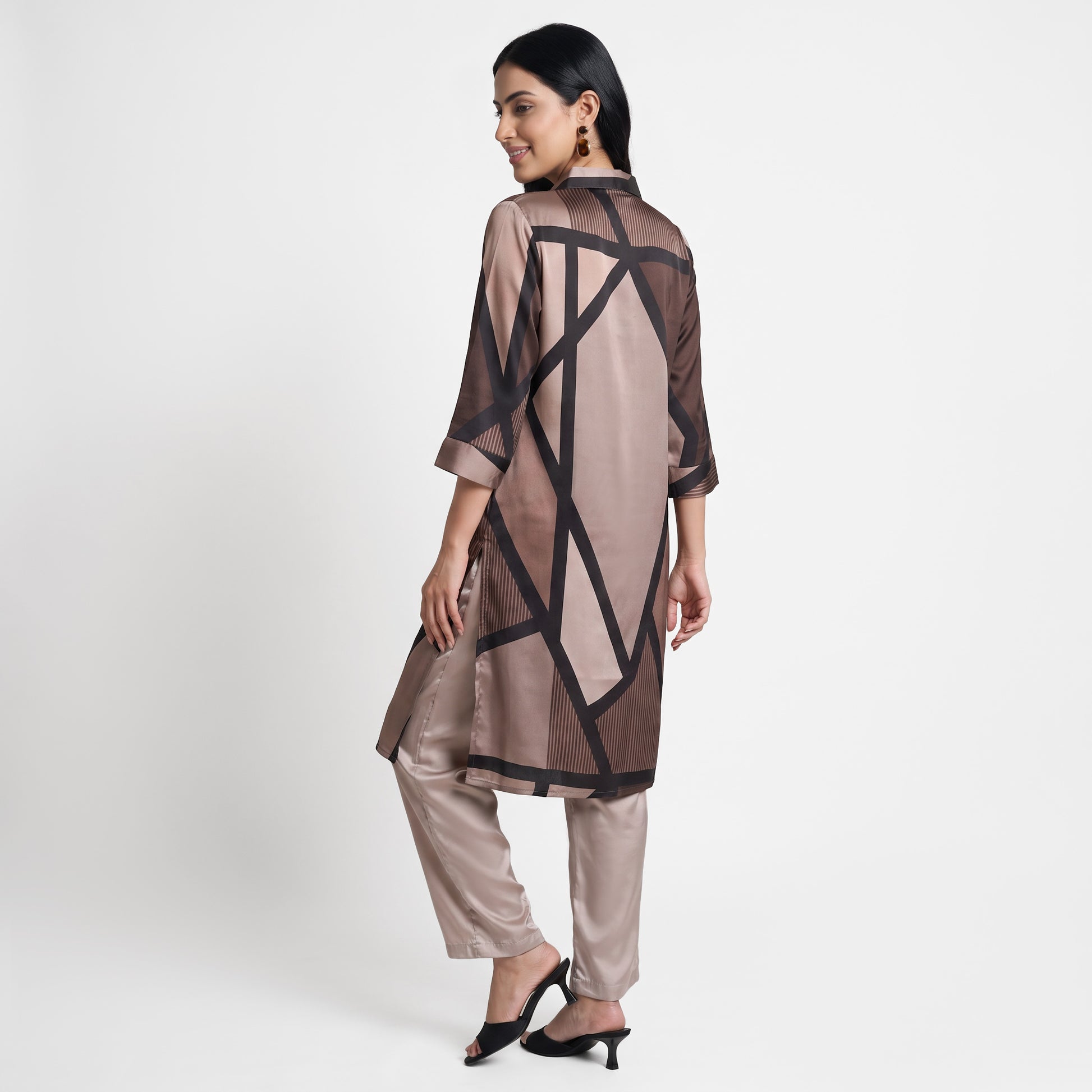 Printed Collar Kurta with Pant Set