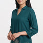 Solid Shirt Collar Straight Ethnic Sets