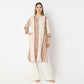 Printed Below Knee Straight Fit Band Collar Kurta