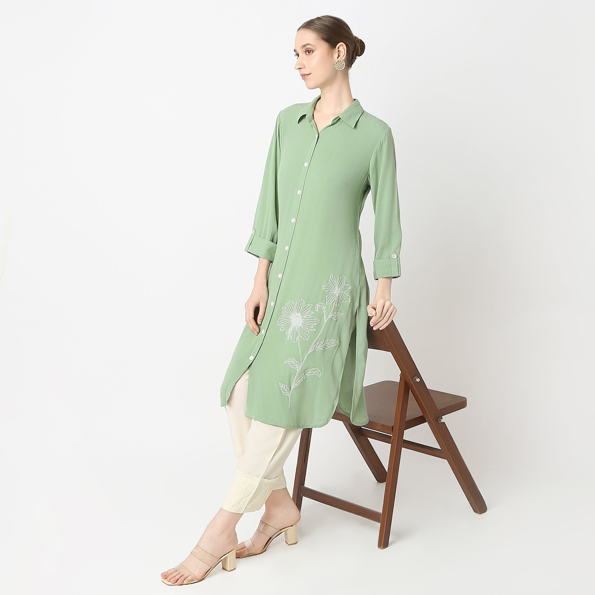 Flare Fit Solid Kurta