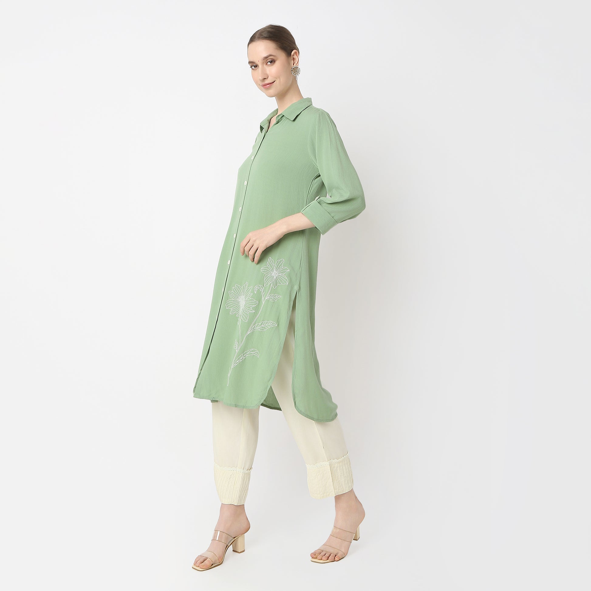 Flare Fit Solid Kurta