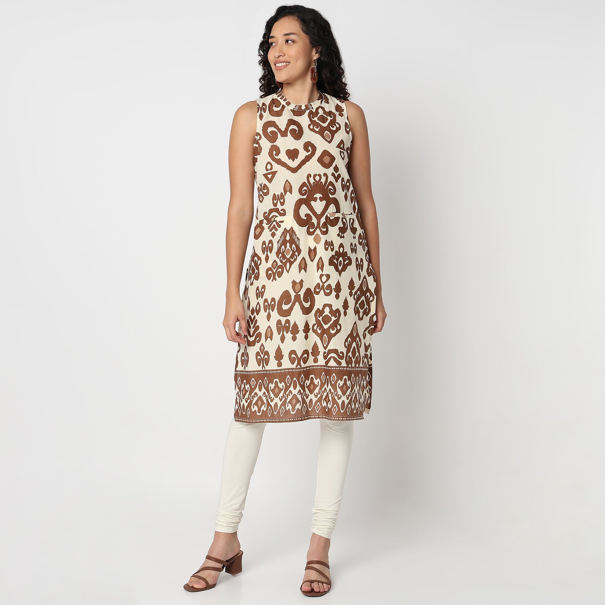 Straight Fit Printed Sleeveless Kurta