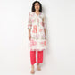 V-Neck Printed Below Knee Straight Kurta