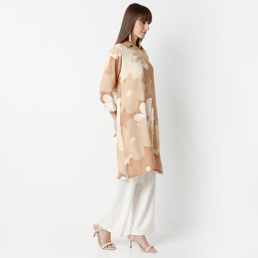 Buy Women Straight Fit Printed Three-Fourth Sleeve Kurta  - Style Union