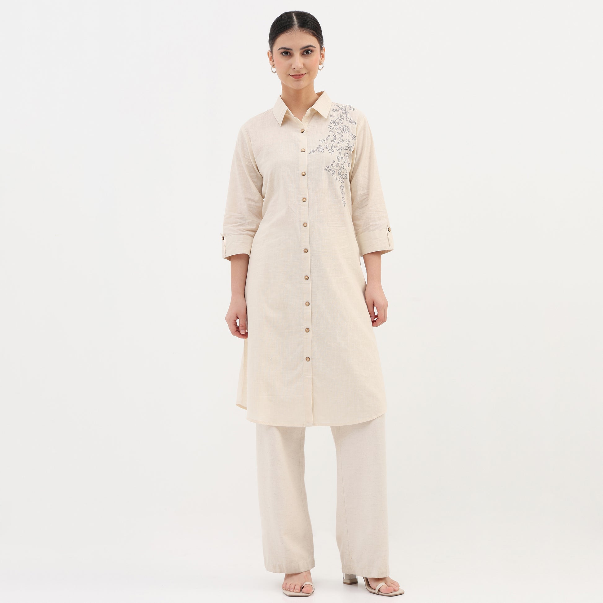 Cotton Embroidered Straight Kurta