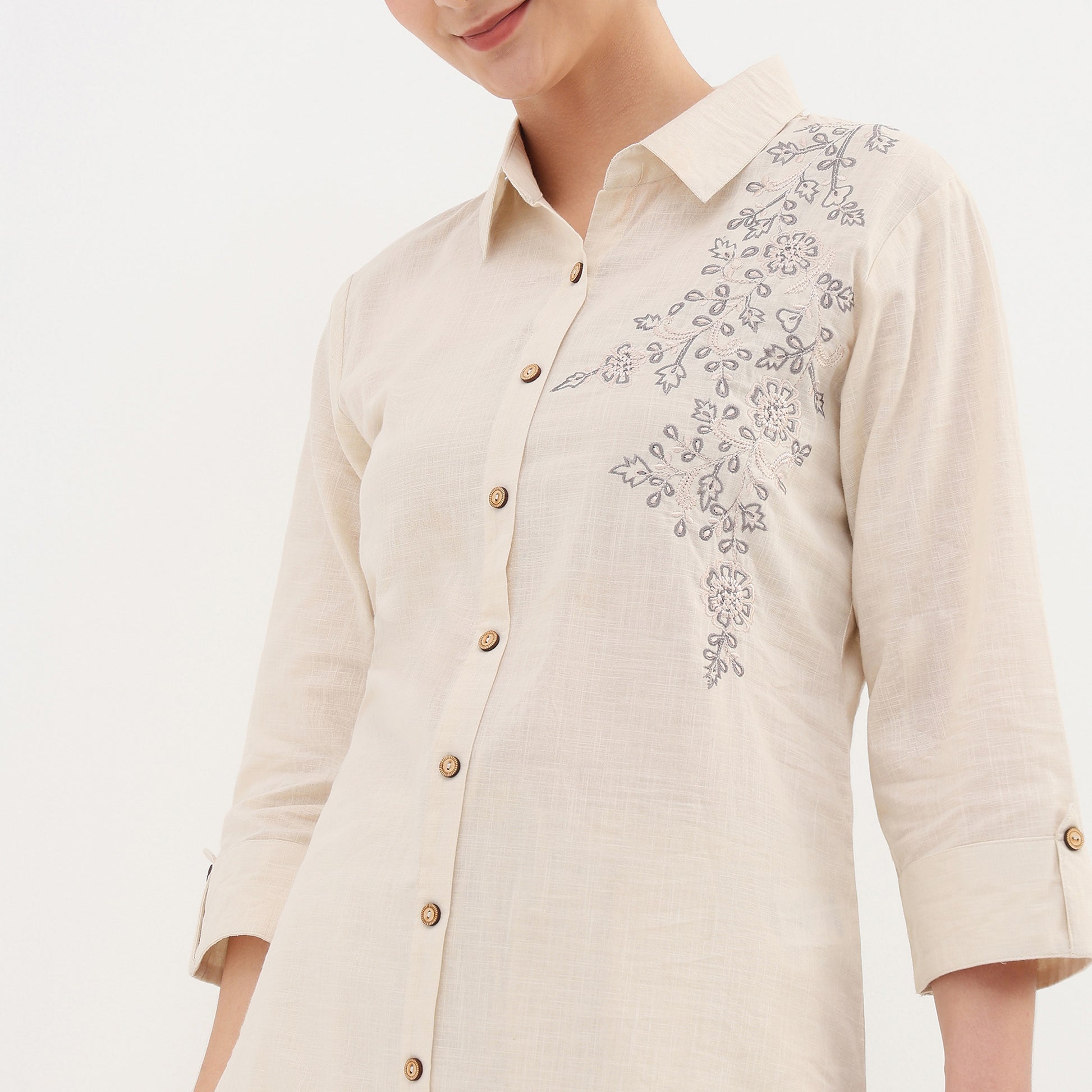 Cotton Embroidered Straight Kurta