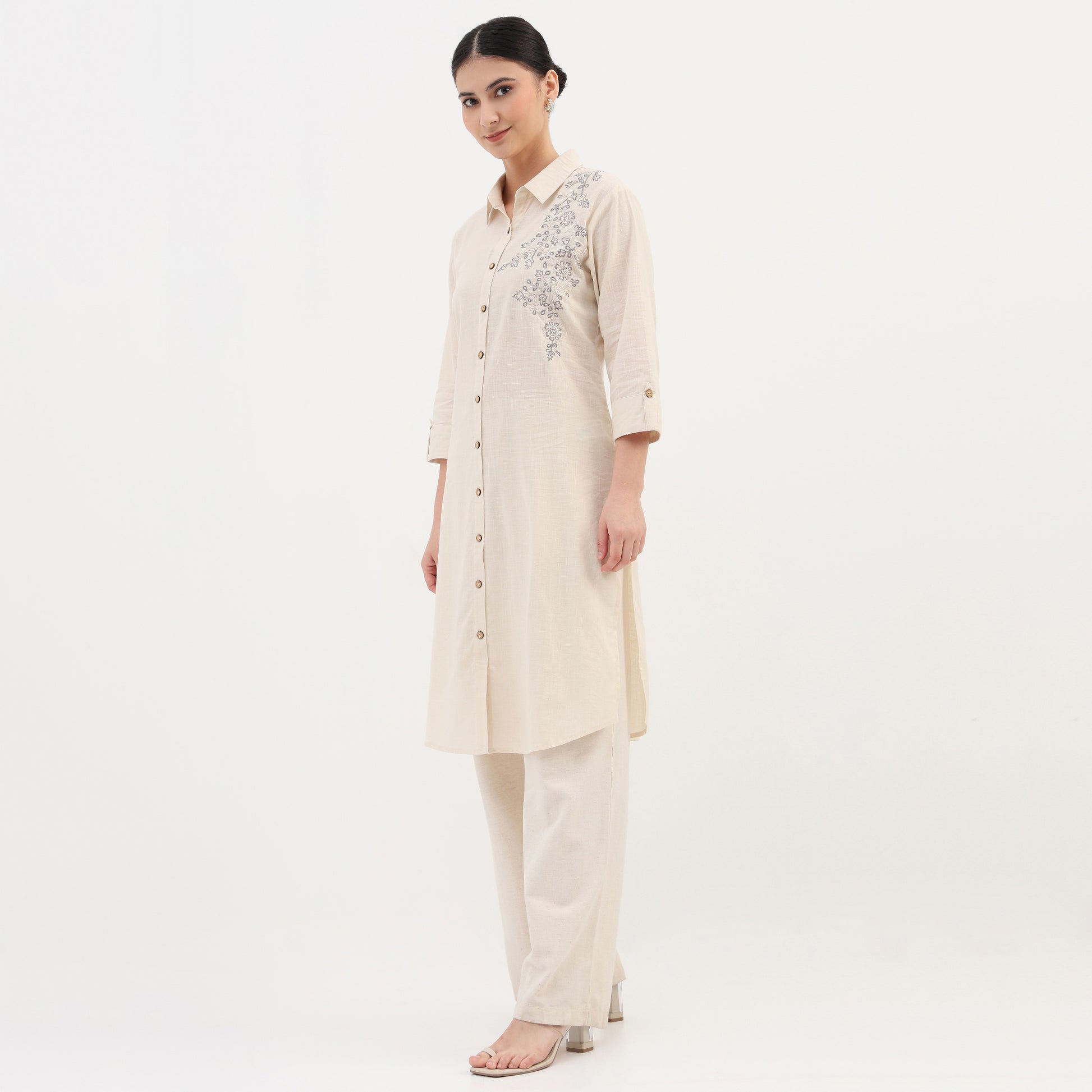 Cotton Embroidered Straight Kurta