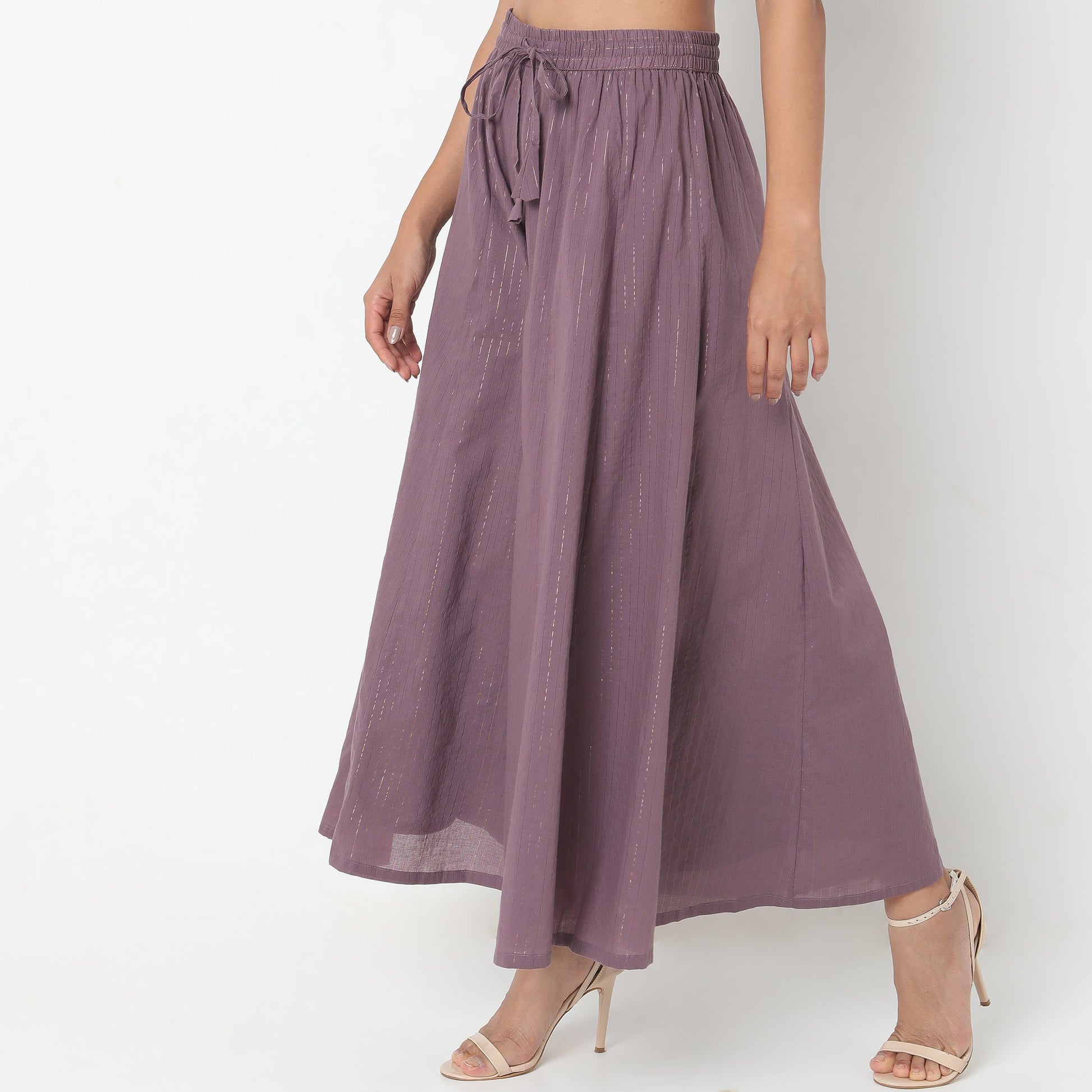 Flare Fit Striped High Rise Palazzos