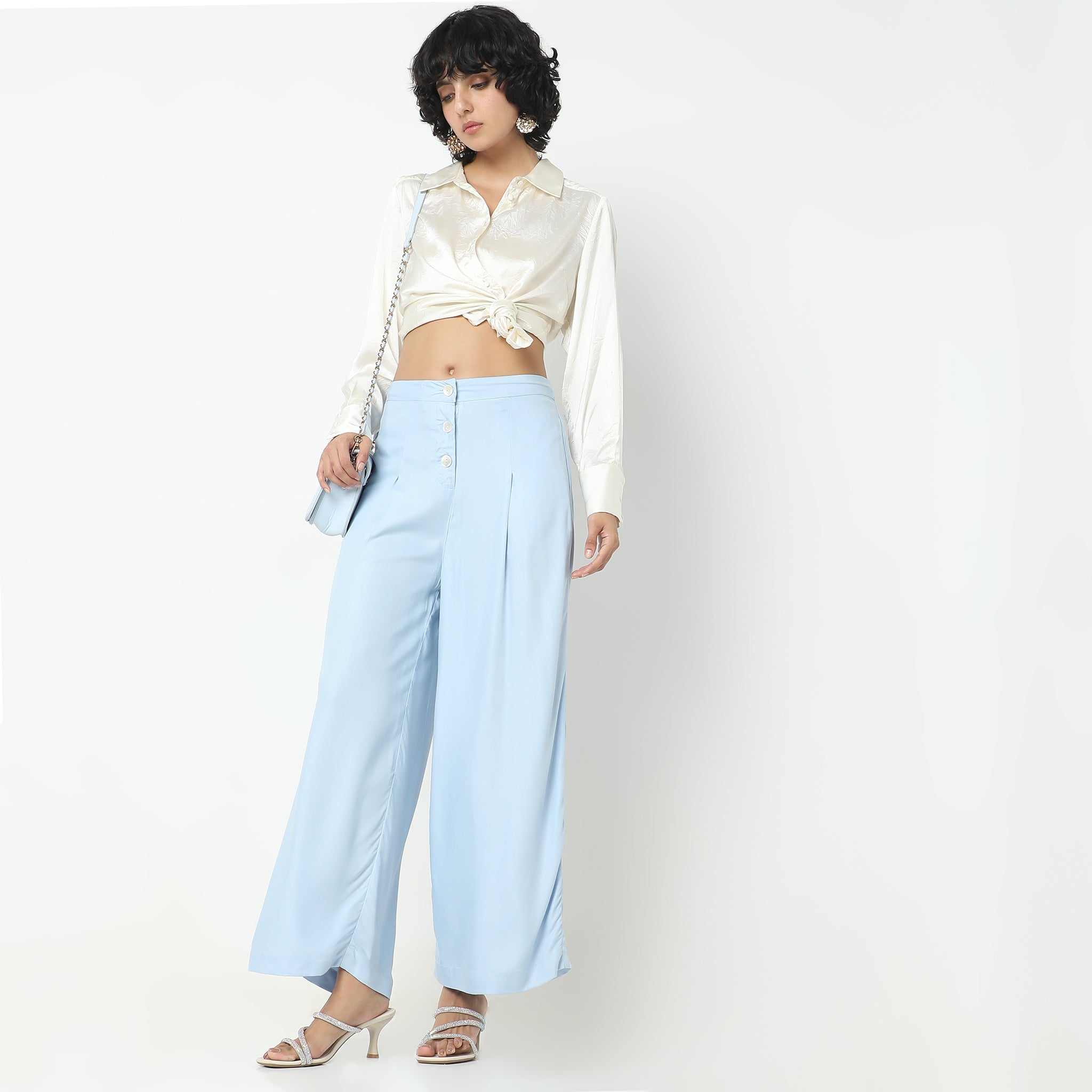 パンツ sublations TWEED FLARE EASY TROUSERS SUBLATIONS FLARE EASY TROUSERS BLUE