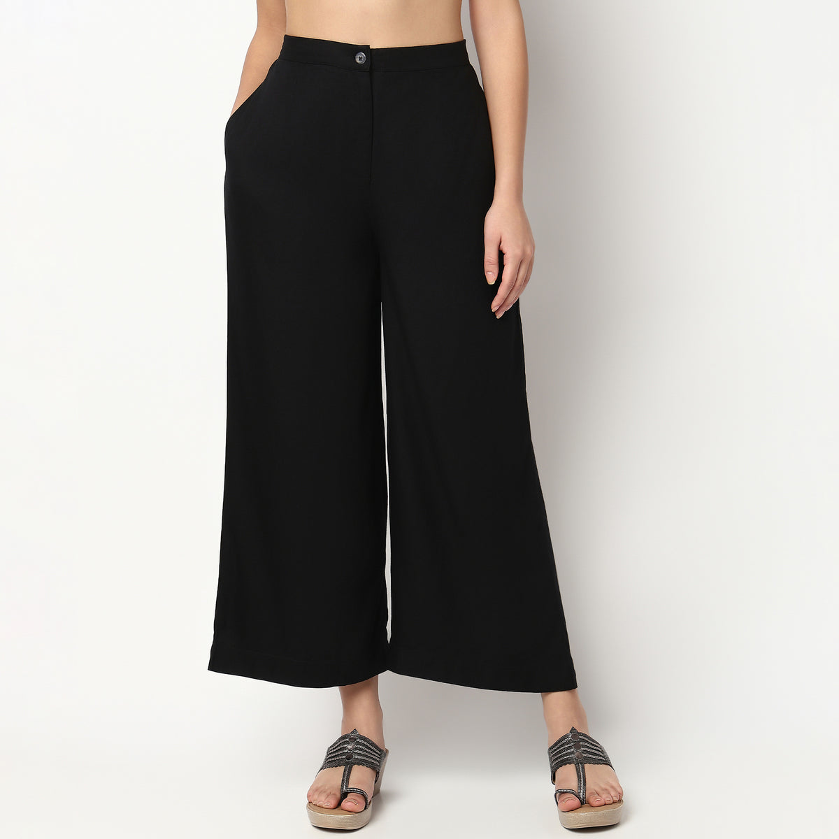 Buy Women Flare Fit Solid Ankle Length High Rise Culottes  - Style Union