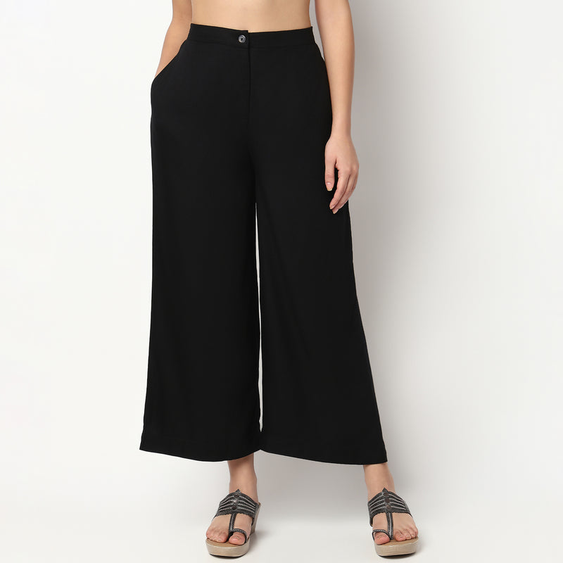 Buy Women Flare Fit Solid Ankle Length High Rise Culottes  - Style Union