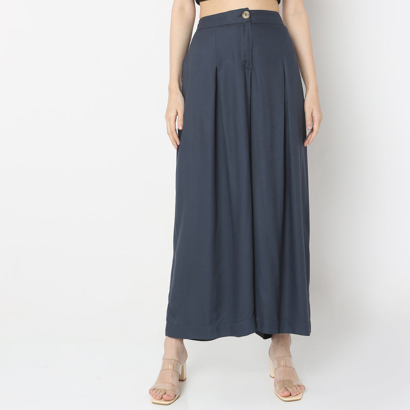 Flare Fit Solid High Rise Culottes