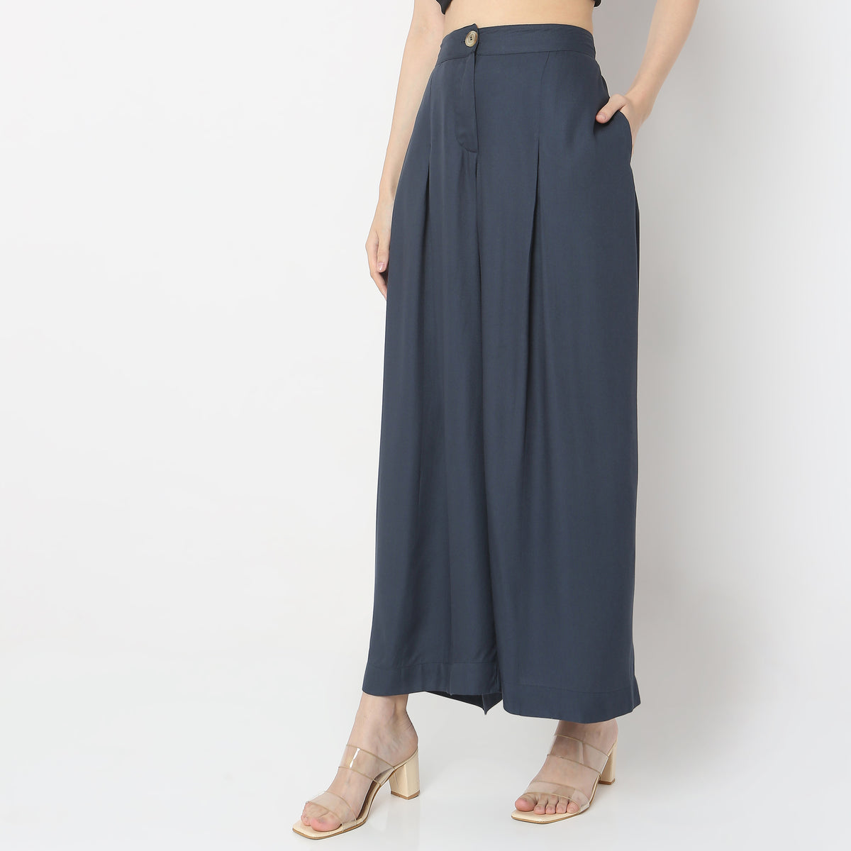 Flare Fit Solid High Rise Culottes