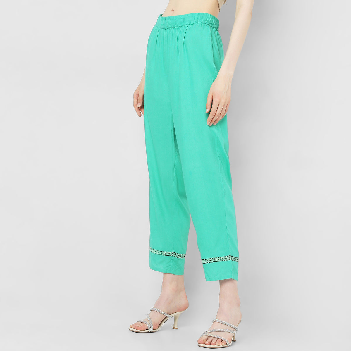 Straight Fit Mid Rise Pants