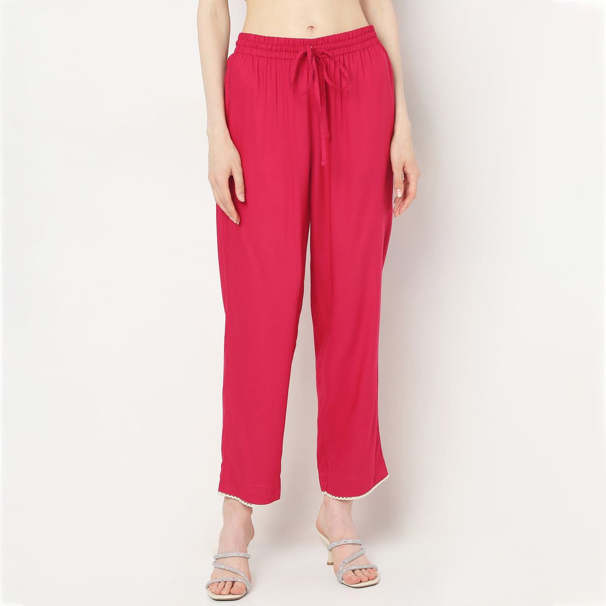 Straight Fit Mid Rise Pants