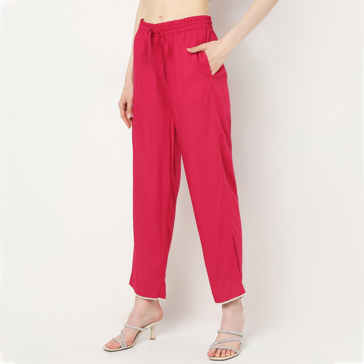 Straight Fit Mid Rise Pants