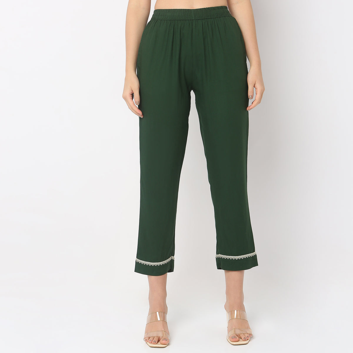 Straight Fit Mid Rise Pants