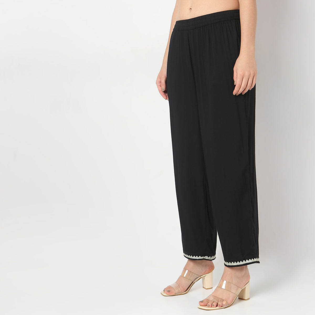 Straight Fit Mid Rise Pants