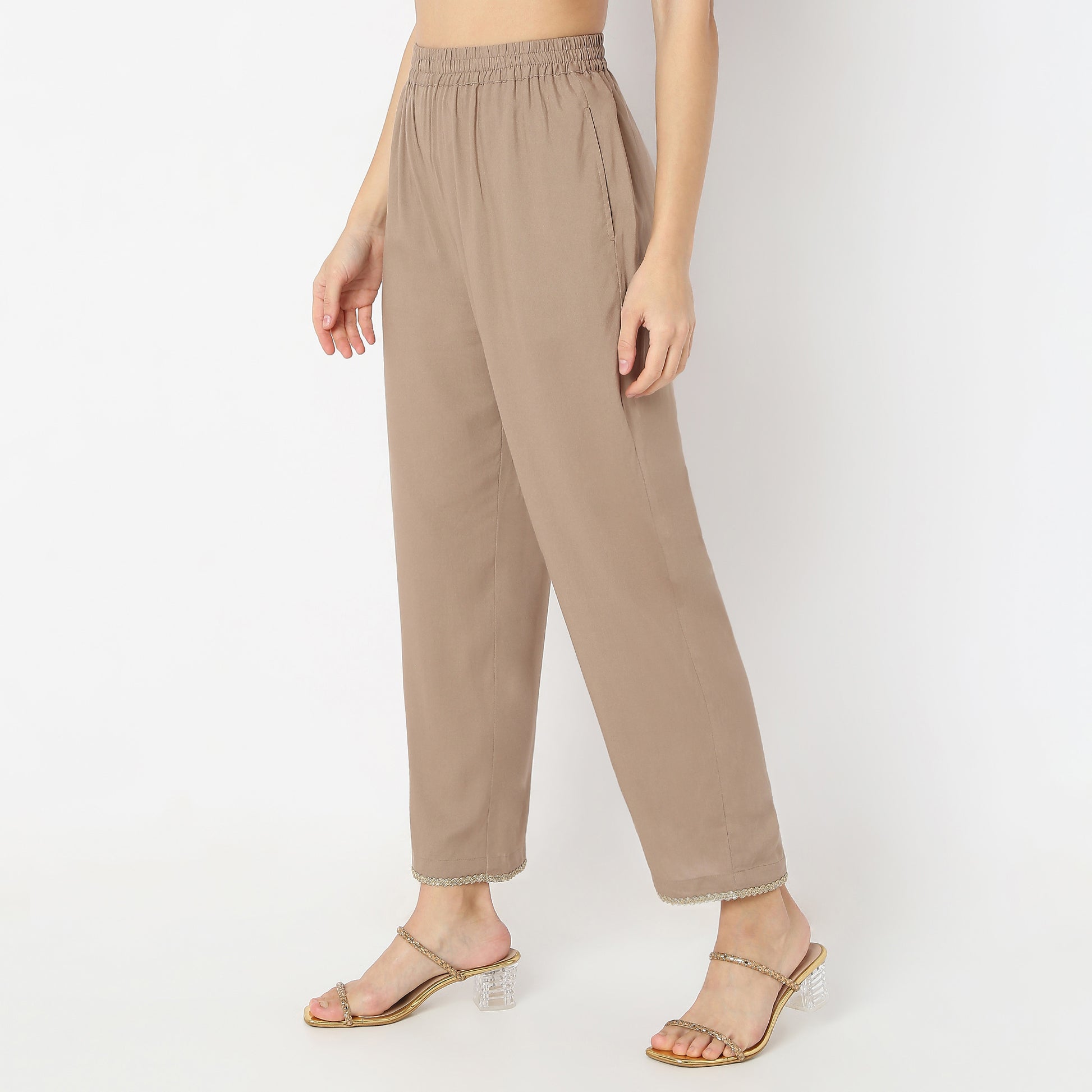 Ankle Length Mystic Brocades Lace Highlight Pants