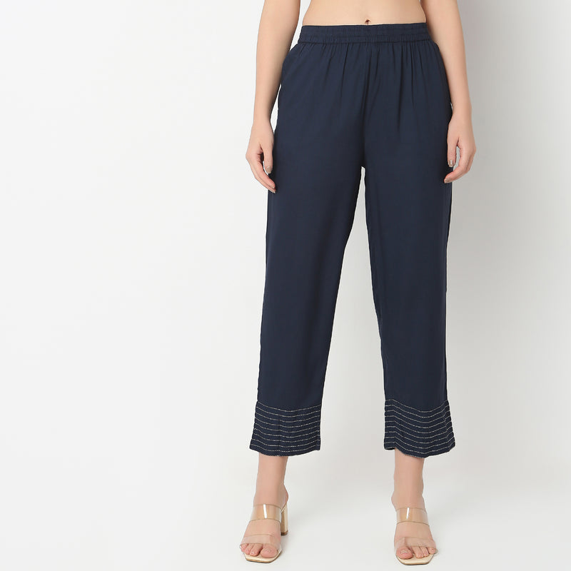 Straight Fit Ankle Length Pants