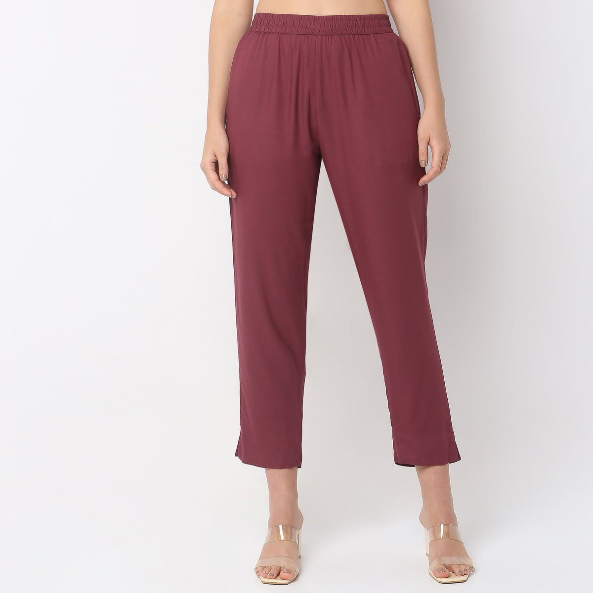 Straight Fit Mid Rise Pants