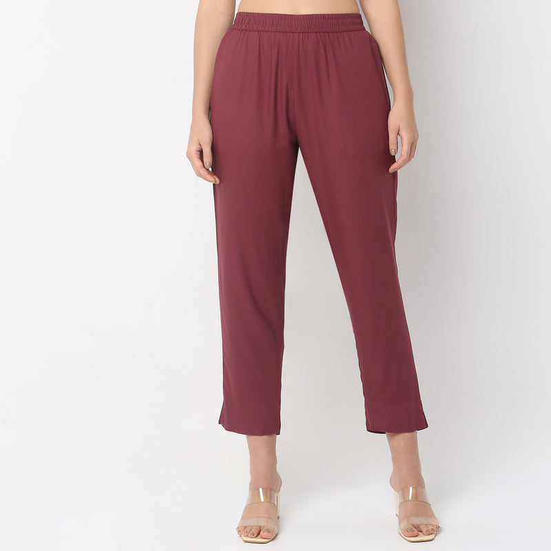 Straight Fit Mid Rise Pants