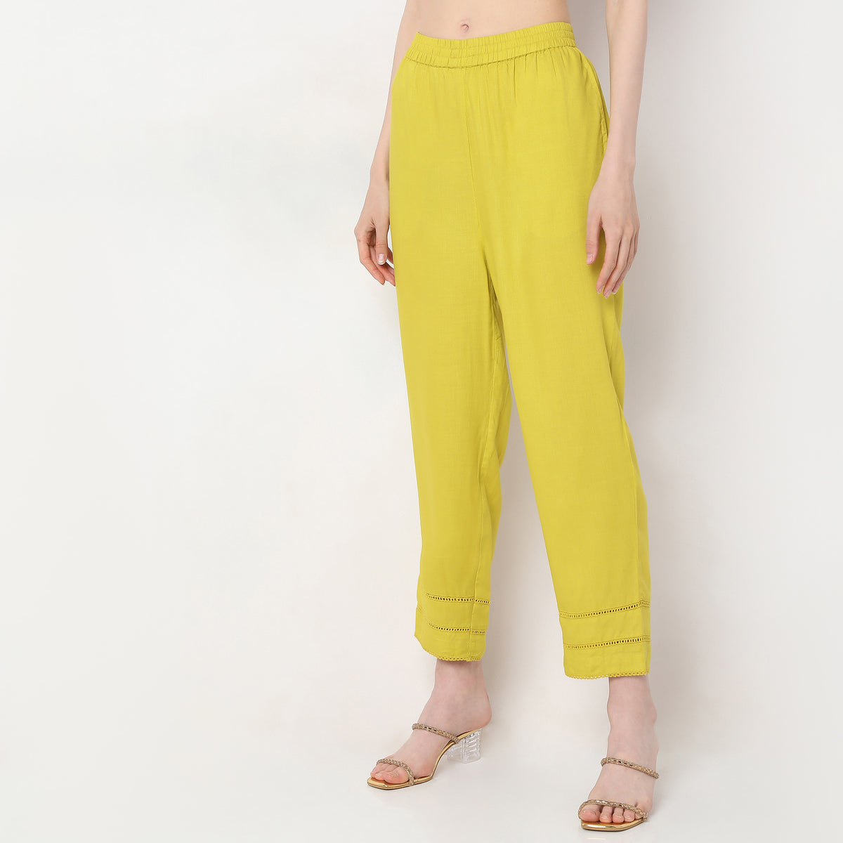 Straight Fit Mid Rise Pants