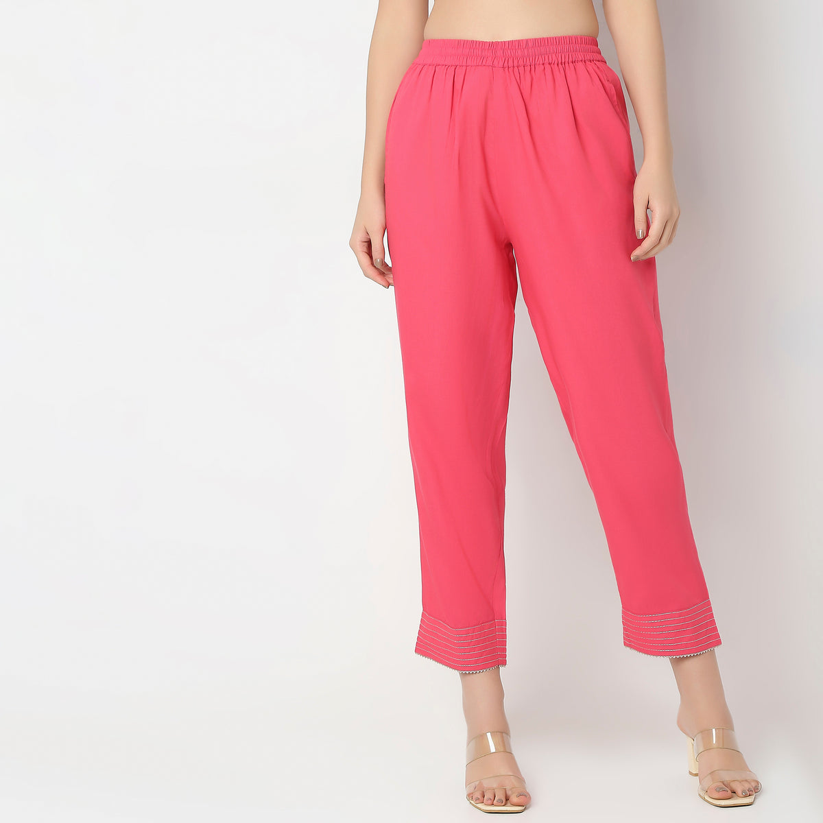 Straight Fit Mid Rise Pants