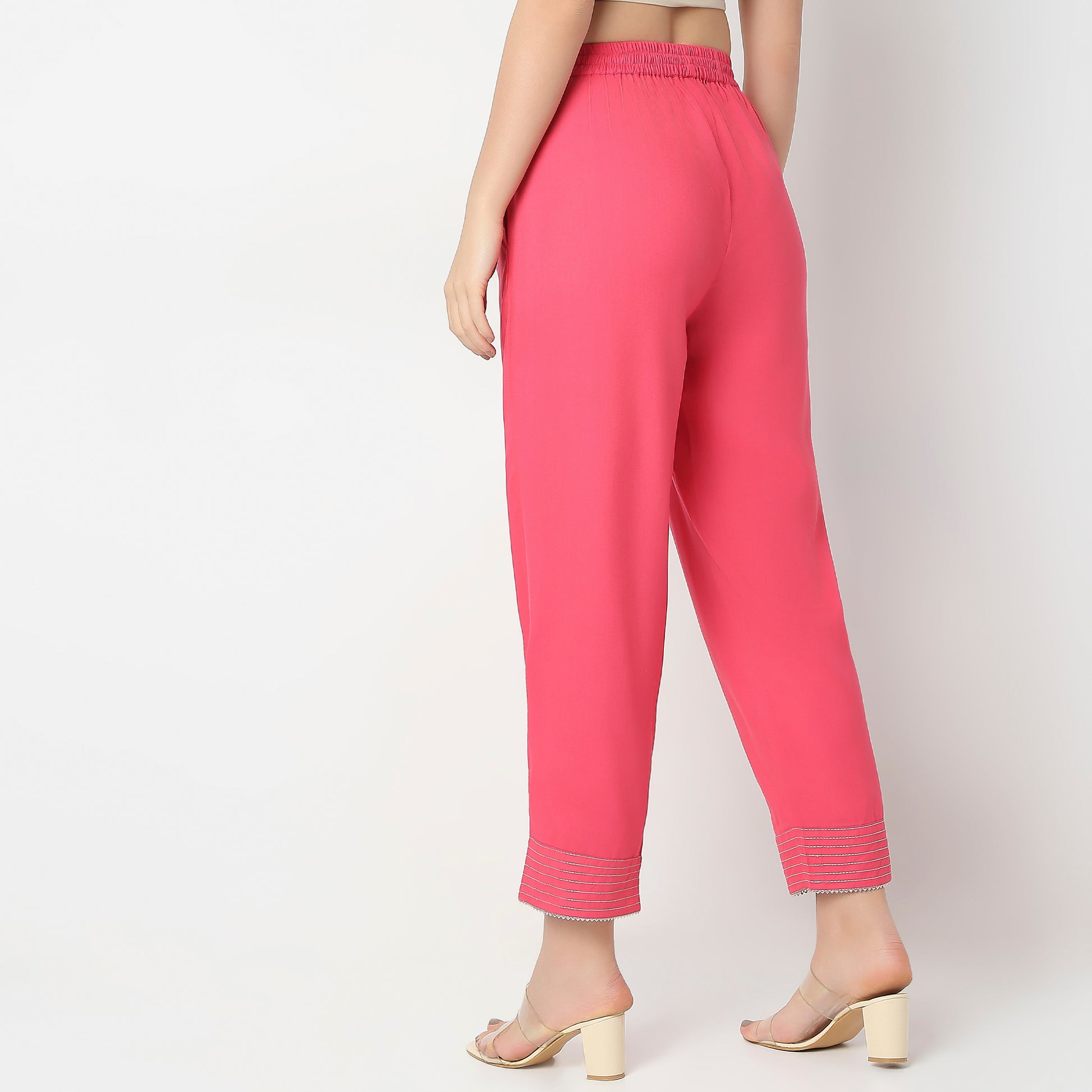 Straight Fit Mid Rise Pants