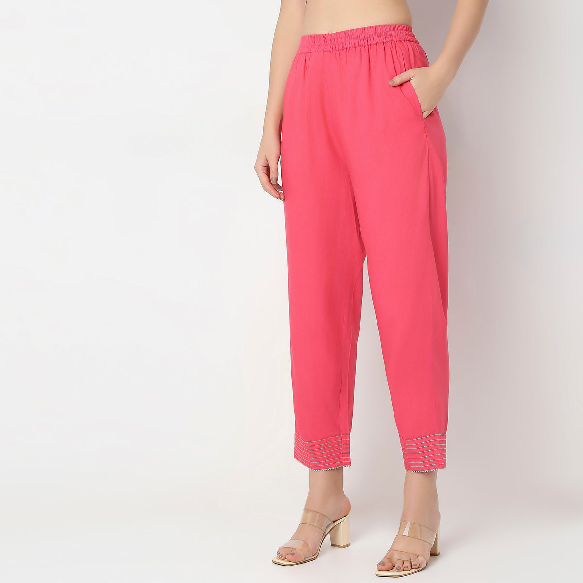 Straight Fit Mid Rise Pants