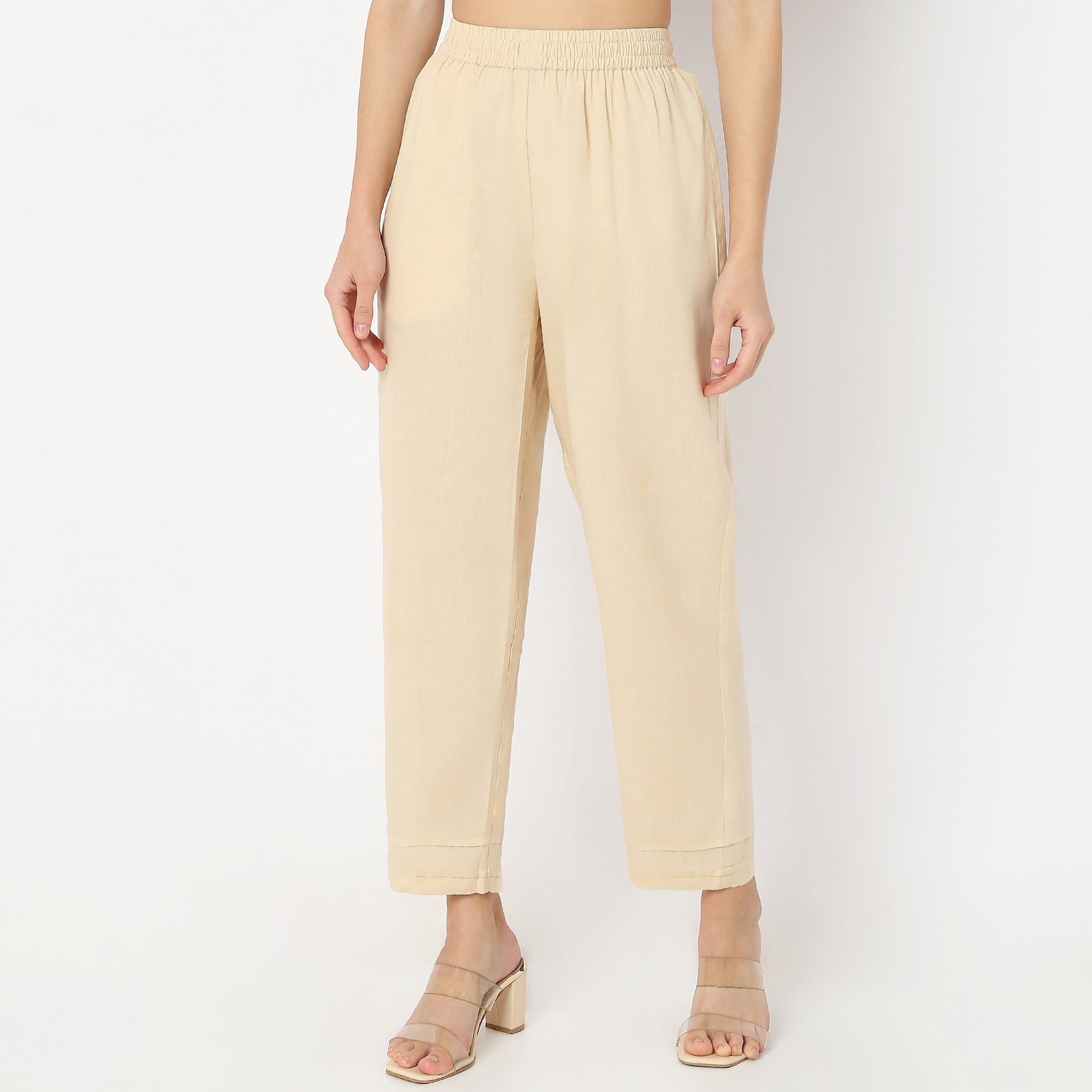 Ankle Length Botanical Bliss Straight Fit Mid Rise Pants