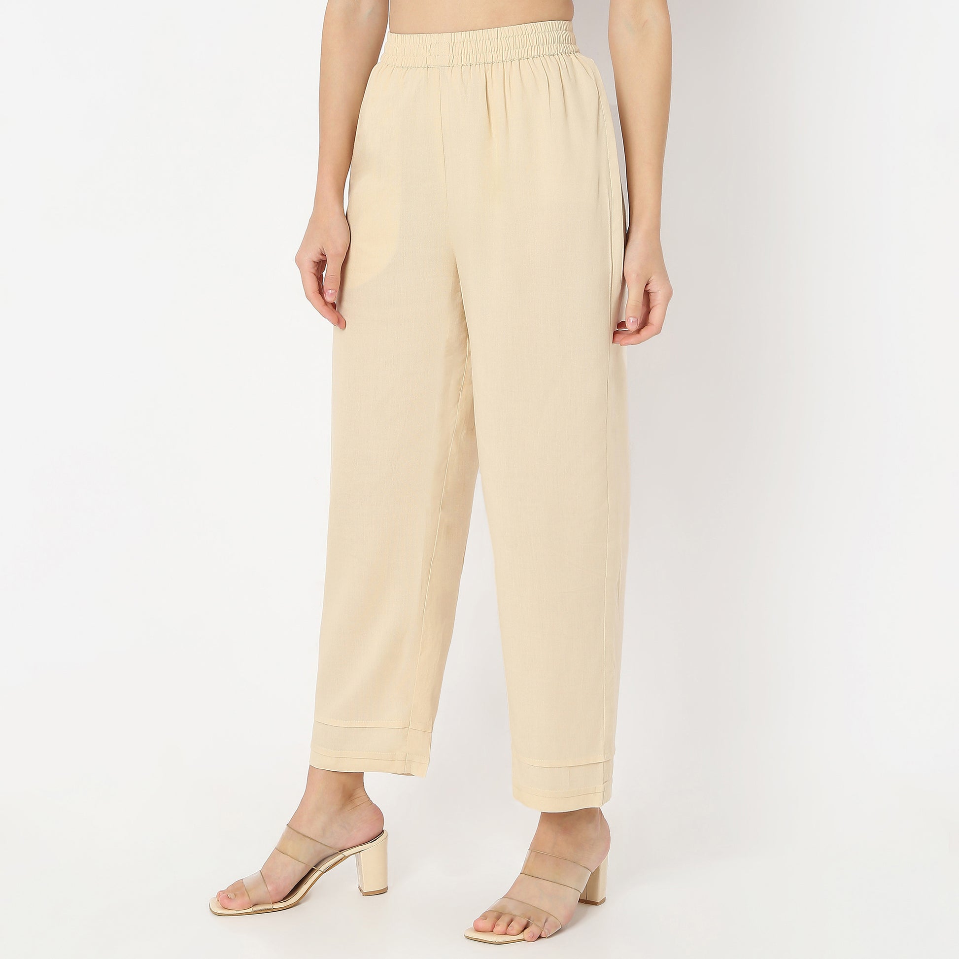 Ankle Length Botanical Bliss Straight Fit Mid Rise Pants