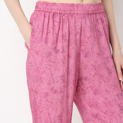 Printed Ankle Length Midnight Blossom Straight Pant