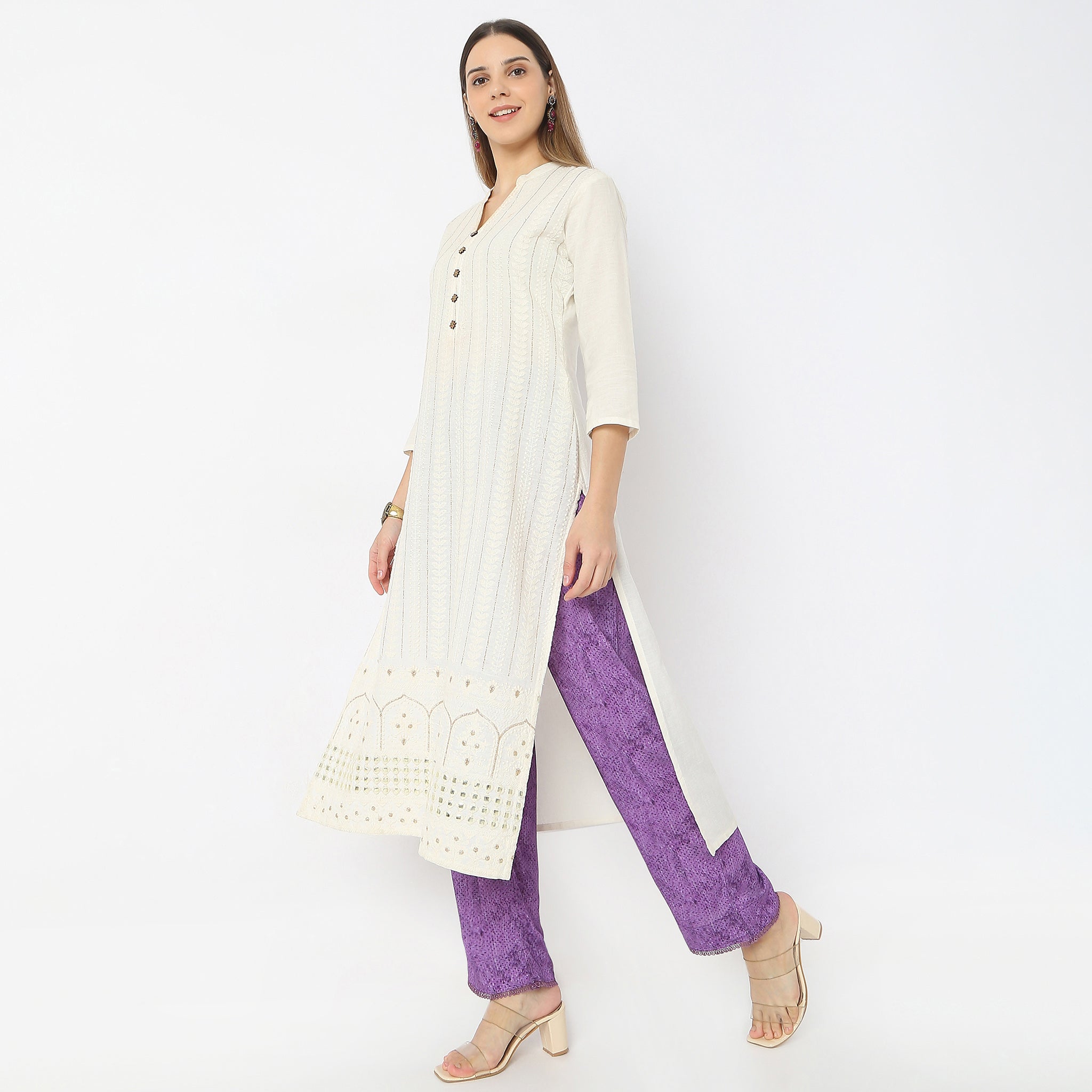 Printed Ankle Length Midnight Blossom Straight Pant