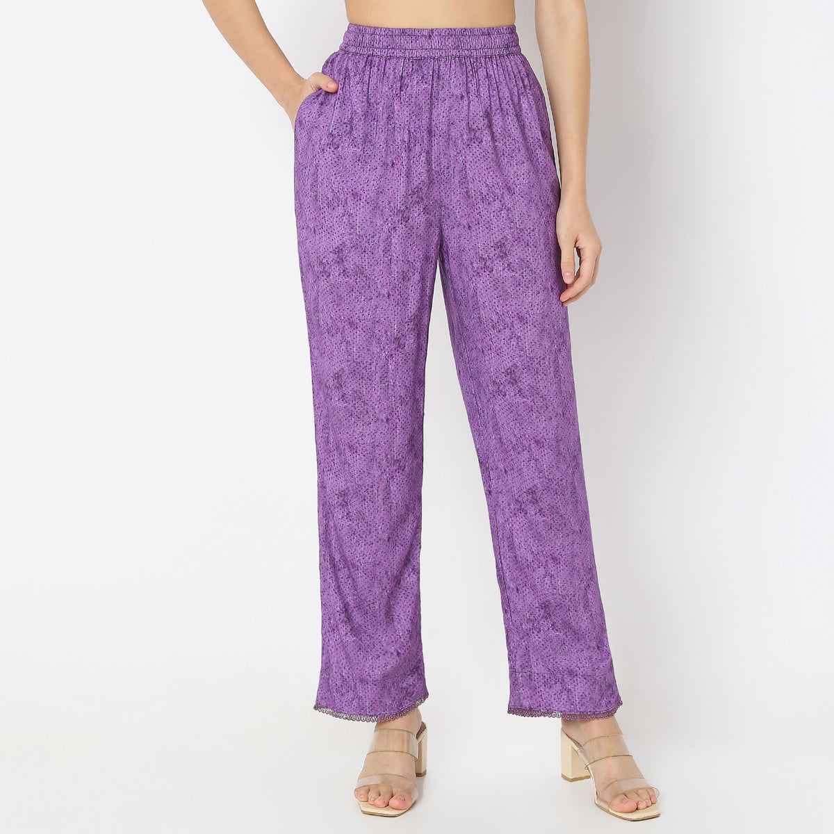 Printed Ankle Length Midnight Blossom Straight Pant