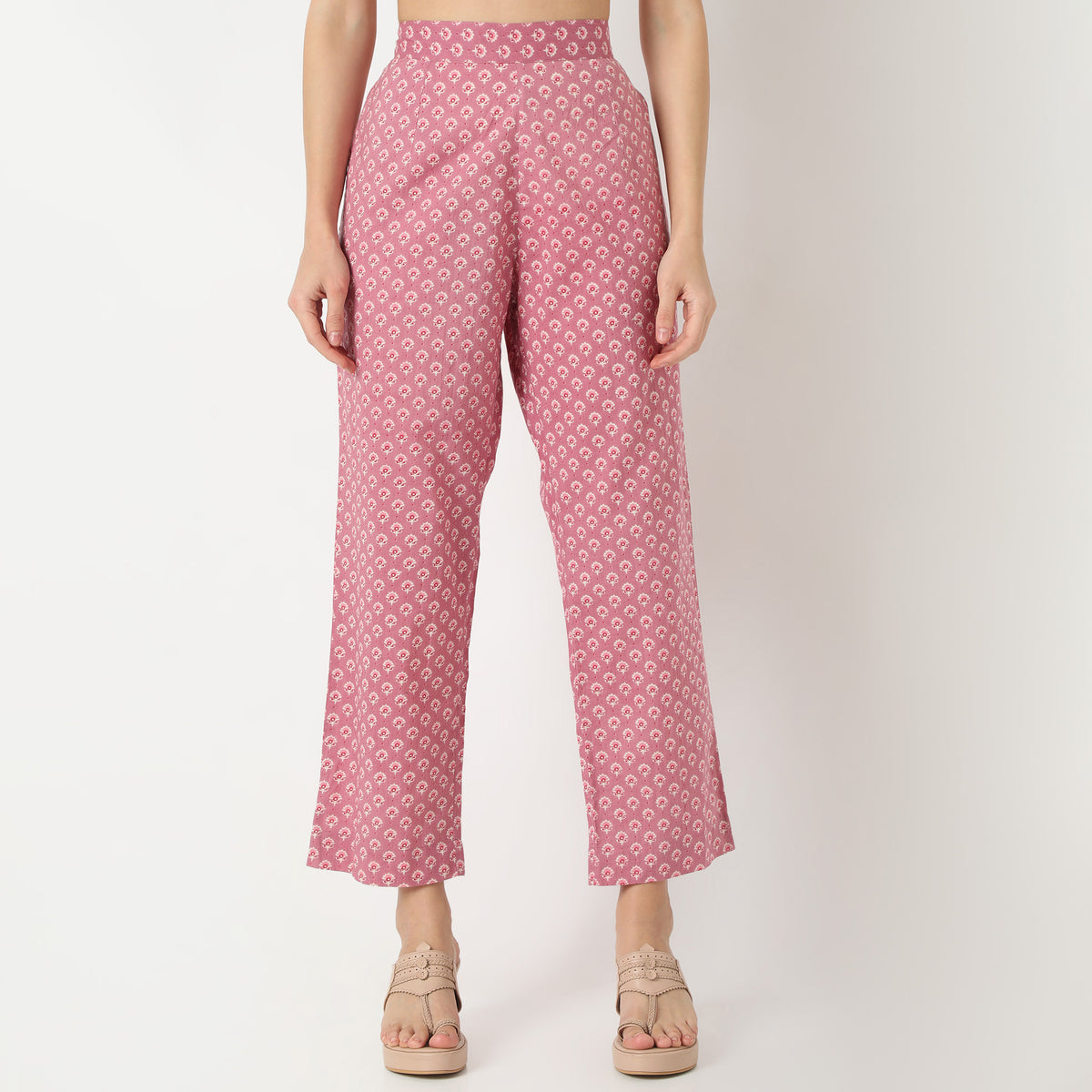 Tapered Fit Printed Ankle Length Mid Rise Pants